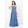 Rochie de seara Christine bleu cu model din strassuri