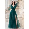 Rochie de seara lunga eleganta verde Esmeralda cu glitter