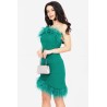Rochie eleganta Skylar verde asimetrica cu fulgi