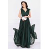 Rochie de nasa Maia verde lunga eleganta cu sclipici si accesoriu cu fulgi