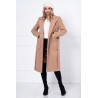 Palton dama camel lung Adelina cu buzunare maxi