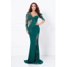 Rochie de seara eleganta verde tip sirena Allegra cu pietre sclipitoare si fulgi