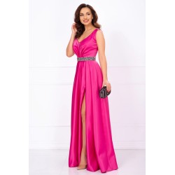 Rochie de soacra lunga Camila din tafta fucsia