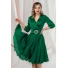 Rochie de ocazie eleganta Pretty Girl verde cu funda in talie