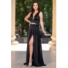 Rochie neagra din tafta Ophelia lunga