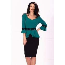 Rochie de ocazie bicolora cu insertii