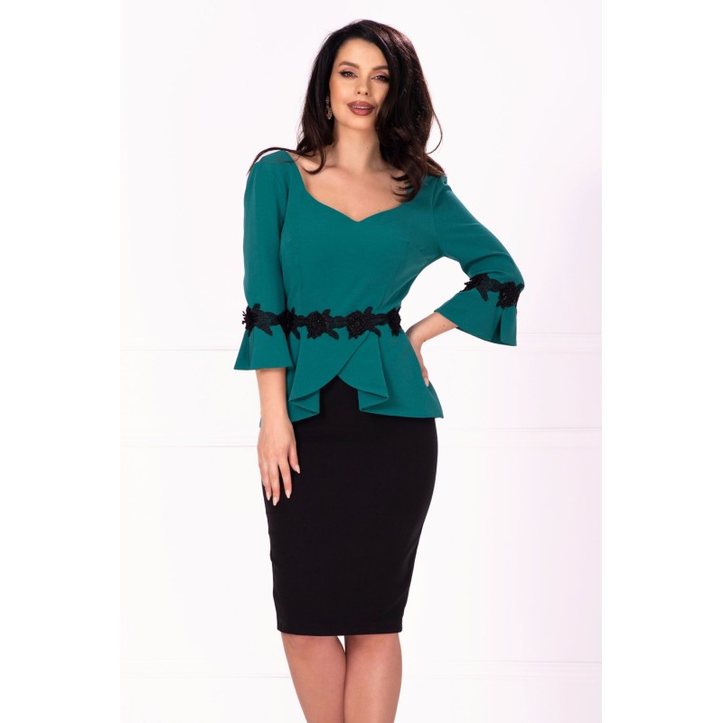 Rochie de ocazie bicolora cu insertii