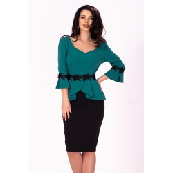 Rochie de ocazie bicolora cu insertii