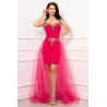 Rochie de seara eleganta Marylin fucsia cu trena detasabila