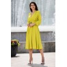 Rochie midi Otilia eleganta olive cu centura in talie
