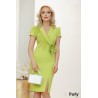 Rochie eleganta Fofy lime cu revere si floare 3D