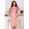 Rochie de soacra Danna rose cu flori de catifea si peplum