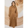 Rochie de zi camel Pretty Girl cu pliseuri