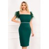 Rochie de ocazie verde Pretty Girl cu maneci din pene