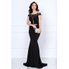 Rochie de seara tip sirena Renata neagra cu broderie si fulgi
