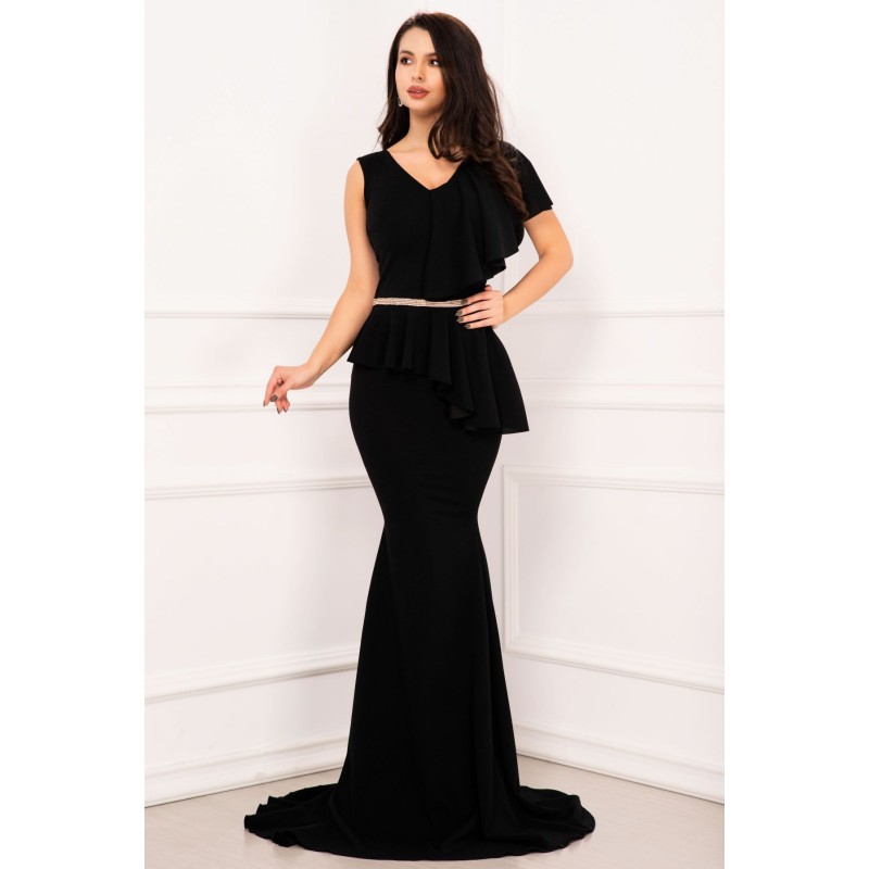 Rochie sirena de nasa Rachel eleganta neagra cu volan amplu