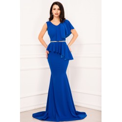 Rochie sirena de nasa Rachel eleganta albastra cu volan amplu