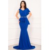 Rochie sirena de nasa Rachel eleganta albastra cu volan amplu