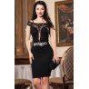 Rochie de ocazie neagra Delight cu broderie si fulgi decorativi