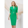 Rochie eleganta Pretty Girl tip creion verde cu perlute decorative