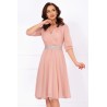 Rochie de soacra in clos rose cu cordon stralucitor in talie
