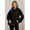Camasa dama neagra oversize cu sirag din strassuri la mansete