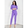 Pantaloni office Pretty Girl mov eleganti cu accesoriu metalic in talie
