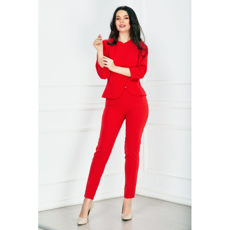 Pantaloni office Pretty Girl eleganti cu accesoriu metalic in talie