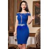 Rochie de ocazie Delight albastru-royal cu broderie si fulgi decorativi