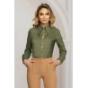 Camasa dama office kaki cambrata cu nasturi pretiosi