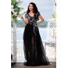 Rochie de seara neagra cu prindere tip corset si model din paiete