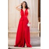 Rochie de seara rosie din tafta cu funda stilizata