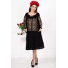 Rochie traditionala neagra Ilaria cu broderie traditionala bej