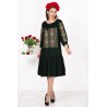Rochie traditionala verde Ilaria cu broderie traditionala bej
