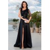 Rochie de nunta neagra cu paiete si fulgi pe umar