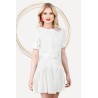 Rochie Pretty Girl de vara scurta ecru din in cu volanas