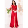 Rochie de seara eleganta rosie Ofelia cu flori 3D