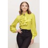 Bluza dama eleganta lime din jakard satinata cu jabou