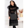 Fusta neagra din satin decorata cu dantela neagra
