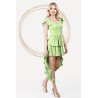 Rochie Pretty Girl asimetrica verde de vara cu volane