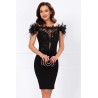 Rochie eleganta Azaleea cambrata neagra cu broderie pretioasa si fulgi