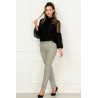 Pantaloni Fofy office pepit cu insertie turquoise la betelie