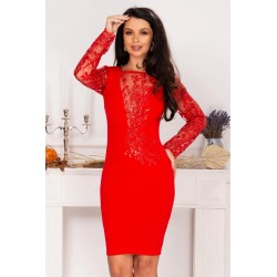 Rochie de ocazie Odette rosie cu aplicatii brodate