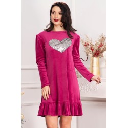 Rochie dama Alma mov din catifea cu inima din paiete