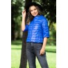 Geaca de toamna matlasata albastra cu maneca trei sferturi