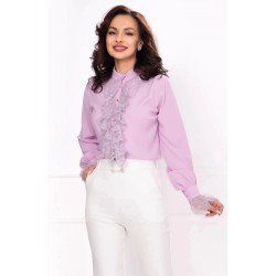 Bluza eleganta lila InPuff cu dantela delicata