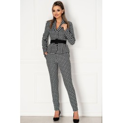 Pantaloni conici Pretty Girl office cu imprimeu pepit