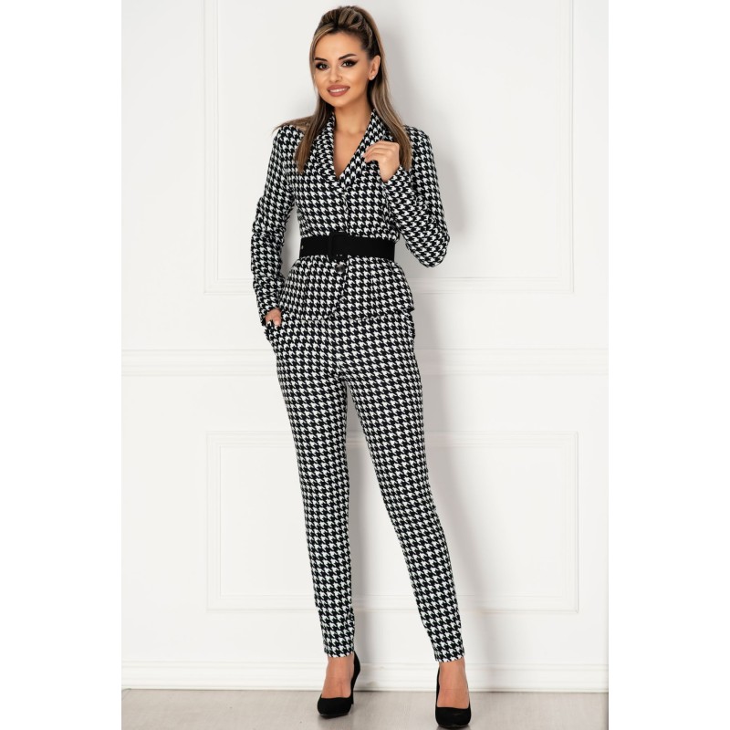 Pantaloni conici Pretty Girl office cu imprimeu pepit