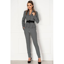 Pantaloni conici Pretty Girl office cu imprimeu pepit