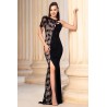 Rochie de seara neagra Loretta tip sirena cu broderie pretioasa